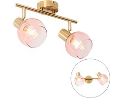 QAZQA vidro - Art Deco Dimbare LED Smart Plafondspot | Spotje | Opbouwspot incl. wifi met Dimmer - 2 lichts - L 41.1 cm - Roze - Woonkamer | Slaapkamer | Keuken