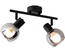QAZQA vidro - Art Deco Dimbare LED Smart Plafondspot | Spotje | Opbouwspot incl. wifi met Dimmer - 2 lichts - L 41.1 cm - Zwart - Woonkamer | Slaapkamer | Keuken