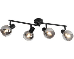 QAZQA vidro - Art Deco Plafondlamp - 4 lichts - L 77 cm - Zwart - Woonkamer | Slaapkamer | Keuken