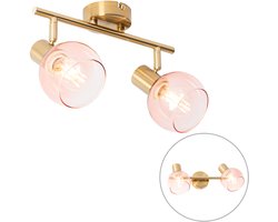 QAZQA vidro - Art Deco Plafondspot | Spotje | Opbouwspot - 2 lichts - L 41.1 cm - Roze - Woonkamer | Slaapkamer | Keuken