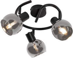 QAZQA vidro - Art Deco Plafondspot | Spotje | Opbouwspot - 3 lichts - Ø 49 cm - Zwart - Woonkamer | Slaapkamer | Keuken