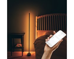 Smart Vloerlamp Zwart - Full Color - Dimbaar & Bedienbaar met App - 138cm