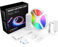 Strificate - SMART LED Strip 20 Meter - 2 x 10 Meter - Incl. Afstandsbediening & App - Zelfklevend - Dimbaar - Licht Snoer