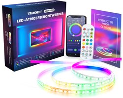 TRANSNECT - LED strip - 1 x 5m – RGB - met App en IR afstandsbediening – zelfklevend – met hoekjes, hangers en connectoren - voor iOS en Android