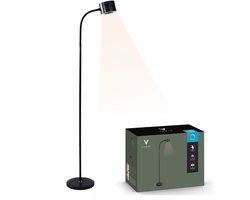 Varin® Design LED leeslamp - Zwart - Dimbaar - 3 Kleurtinten - 10W (eq. 75W) - 800 lumen - Vloerlamp woonkamer - Staande lamp slaapkamer - Modern industrieel - Lampen instelbaar - Touchknop - Flexibele hals - Daglichtlamp - Design vloerlampen