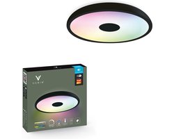 Varin® Smart LED Badkamerlamp met Bluetooth speaker - Ø 28cm - Zwart - IP44 Spatwaterdicht - Extra E27 fitting - Badkamerverlichting - Plafondlamp badkamer - Verlichting overkapping - Plafonniere - Plafond lamp - Verlichting kinderkamer - Tuya Wifi