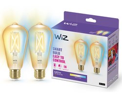 WiZ Filament Lamp Edison - 2-pack - Warm- tot Koelwit Licht - Slimme LED Verlichting - E27 fitting - 50W - Goud - Wi-Fi
