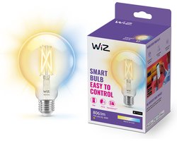 WiZ Filament Lamp Globe - Warm- tot Koelwit Licht - Slimme LED Verlichting - E27 fitting - 60W - Transparant - Wi-Fi - Kleine bol: G95