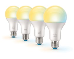 WiZ Voordeelverpakking - E27 - met 4 standaardlampen - Mat - 60W - 806lm - Warm tot Koelwit Licht - Slimme LED Verlichting - Werkt met Apple HomeKit, Alexa en Google Home - Tunable White