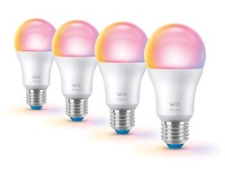 WiZ Voordeelverpakking - E27 - met 4 standaardlampen - Mat - 60W - 806lm - Wit en Gekleurd Licht - Slimme LED Verlichting - Werkt met Apple HomeKit, Alexa en Google Home - Tunable White and Color