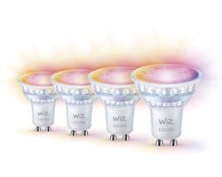 WiZ Voordeelverpakking - GU10 met 4 Spotjes - 50W - 400lm - Wit en Gekleurd Licht - Slimme LED Verlichting - Werkt met Apple HomeKit, Alexa en Google Home - Tunable White and Color