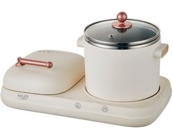Adler AD 6421 - Multicooker - Ontbijtstation 2 in 1 - grill en kookpot - Retro-design voor kleine keukens 1100-1320W Multifunctioneel voor ontbijt en meer