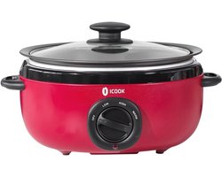 Aluminium Slowcooker 3,5 Liter met Glazen Deksel en Instelbare Temperatuur