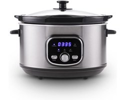 ApexArte® Slowcooker met Timer - Keramische Binnenpan - Hotpot - Zilver