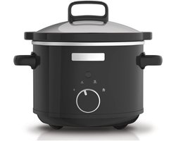 Aura® Slowcooker met Timer - Crockpot - Stoompan - Inclusief Warmhoudfunctie - Zwart - 21cm x 29cm x 28cm