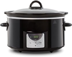 Aura® Slowcooker met timer - Slowcooker - Crockpot - Zwart - 31cm x 22cm x 30cm