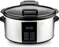 Aura® Slowcooker met Timer - Stoompan - Crockpot - Inclusief Warmhoudfunctie - Zwart - 40cm x 32cm x 24cm