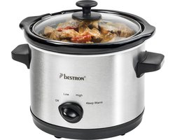 Bestron Slowcooker 120W - ASC150 - 1.5L - Keramische binnenpan - Zilver