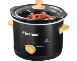 Bestron Slowcooker 120W - ASC150BW - 1.5L - Keramische binnenpan - Zwart/Hout