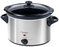 Bestron Slowcooker 180W - ASC350 - 3.5L - Keramische binnenpan - Zilver