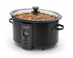 Brabantia Slowcooker - 6.5 Liter - 320 Watt - Warmhoudfunctie - Keramische Binnenpan - Zwart - BBEK1083MB
