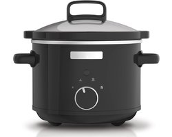 Core® Slowcooker met Timer - Crockpot - Snelkookpan - Inclusief Warmhoudfunctie - 2.4 Liter - Zwart- 21cm x 29cm x 28cm