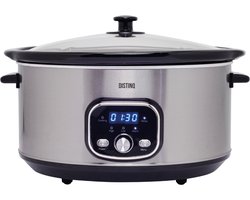 DistinQ Slowcooker - 8 Liter - 320 Watt - Warmhoudfunctie - Keramische Binnenpan - Zilver