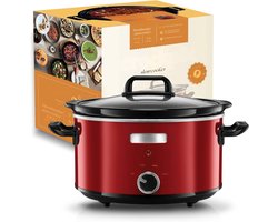 DnA® Slowcooker Met Timer - Slowcooker - Multicooker - Rood - 24cm x 31cm x 33cm