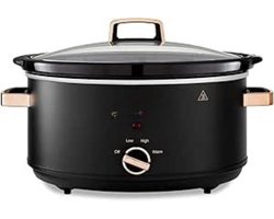 DYNA® Slowcooker met Timer - Crockpot - Stoompot - Inclusief Warmhoudfunctie - 6.5 Liter - Zwart -‎30cm x 42cm x 26cm