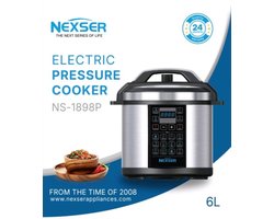 Elektrische Snelkookpan 10-in-1 – 6L – 1000W – RVS – aanraakknop – LED Display – Instelbare Druk – Anti-aanbaklaag – 8-Voudige Beveiliging