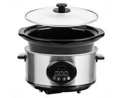 Emerio Slowcooker 240W - 3.5L - Warmhoudfunctie - Digitaal Display - 3 Warmte Instellingen - Uitneembare Keramische Binnenpan - Transparante Glazen Deksel - Cool Touch - SC-129406