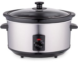 Florixa® Slowcooker met timer - Slowcooker - Crockpot - Zilver - ‎33cm x 23cm x 25cm