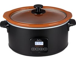Jata JEOL2145 digitale slowcooker - Terracotta schaal met glazen deksel - LED scherm - 5 liter inhoud - timer - warmhoudfunctie