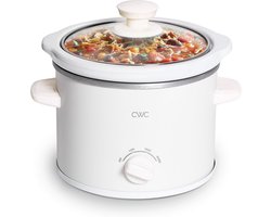 Mini Slowcooker 2L Crème met Verstelbare Warmtestanden - Vaatwasserbestendige Keramische Pan