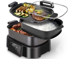 Multicooker 6L + 4L met Grillplaat, Rijstkoker en Slowcooker Functie, Digitaal