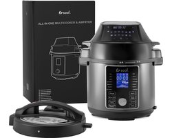 Multicooker met Airfryer - 15-Delige Set - 6L - 27 Automatische Programma's - Airfryer - Slowcooker - Rijstkoker - Stomer - Snelkookpan - RVS - Saaf