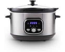 NBAP® Slowcooker met Timer - Keramische Binnenpan - Hotpot - Zilver