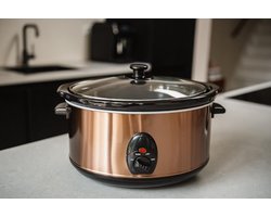 Nexvo® Slowcooker met Timer - Crockpot - Stoompan - Uitneembare Binnenpan - Koper- 34cm x 44cm x 25cm