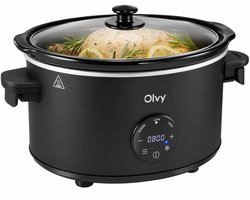 Olvy Digitale Slowcooker met Timer - Incl. Slowcooker e-kookboek - PFAS-vrij - 6 Liter - Keramische binnenpan