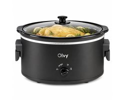 Olvy Slowcooker - Incl. Slowcooker e-kookboek - PFAS-Vrij - 6 Liter - Keramische binnenpan - Warmhoudfunctie