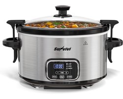 Programmeerbare Slowcooker 4 Liter met Timer en Vergrendelbaar Deksel - RVS