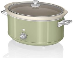 Quvo® Slowcooker – Slowcookers Inclusief 3 temperatuurniveaus – Slow Cooker Met Antiaanbaklaag - Multicooker Vintage Design - 6.5 l Capaciteit - Groente - 31cm x 40cm x 25cm