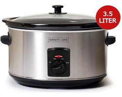 Royalty Line® SLC1012 Slowcooker - 3.5 Liter - Ø 24,5cm - Met Uitneembare Keramische Binnenpan - PFAS Vrij - 240W - Warmhoudfunctie - RVS