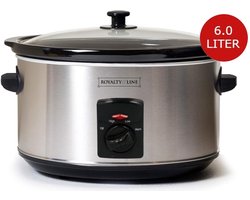 Royalty Line® SLC1013 Slowcooker - 6 Liter - Met Uitneembare Keramische Binnenpan - PFAS Vrij - 320W - Warmhoudfunctie - RVS