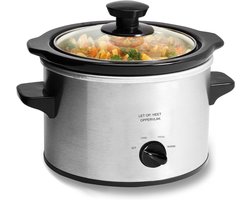 RVV® Slowcooker met timer - Slowcooker - Crockpot - Zilver - 18cm x 25cm x 17cm