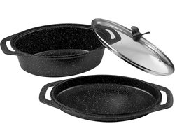 Slow Cooker Gietaluminium met Glazen Deksel Anti-aanbaklaag