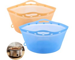 Slow Cooker Liners - Herbruikbare Siliconen - Lekvrij Koken - Vaatwasmachinebestendig - 8-QT Ovale Ronde - Blauw Oranje