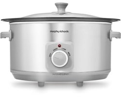 Slowcooker Aluminium - Stoofpan - Gezinsmaaltijden Bereiden - Kookplaatbestendige Pan - 65 Liter - Geborsteld Staal