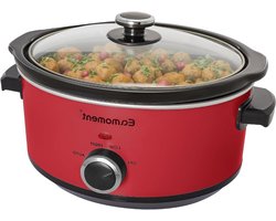Slowcooker Keramiek - Stoofpan Elektrisch - Gerechten Bereiden - Ovale Basis - 35 Liter - Rood