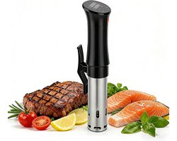 Sous Vide 1100W, Sous Vide-apparaat met temperatuurregeling van 25 tot 95 °C en tijdregeling van 1 minuut tot 100 uur, 4 veiligheidsfuncties, LED-display met 3-kleurige indicatielampjes
